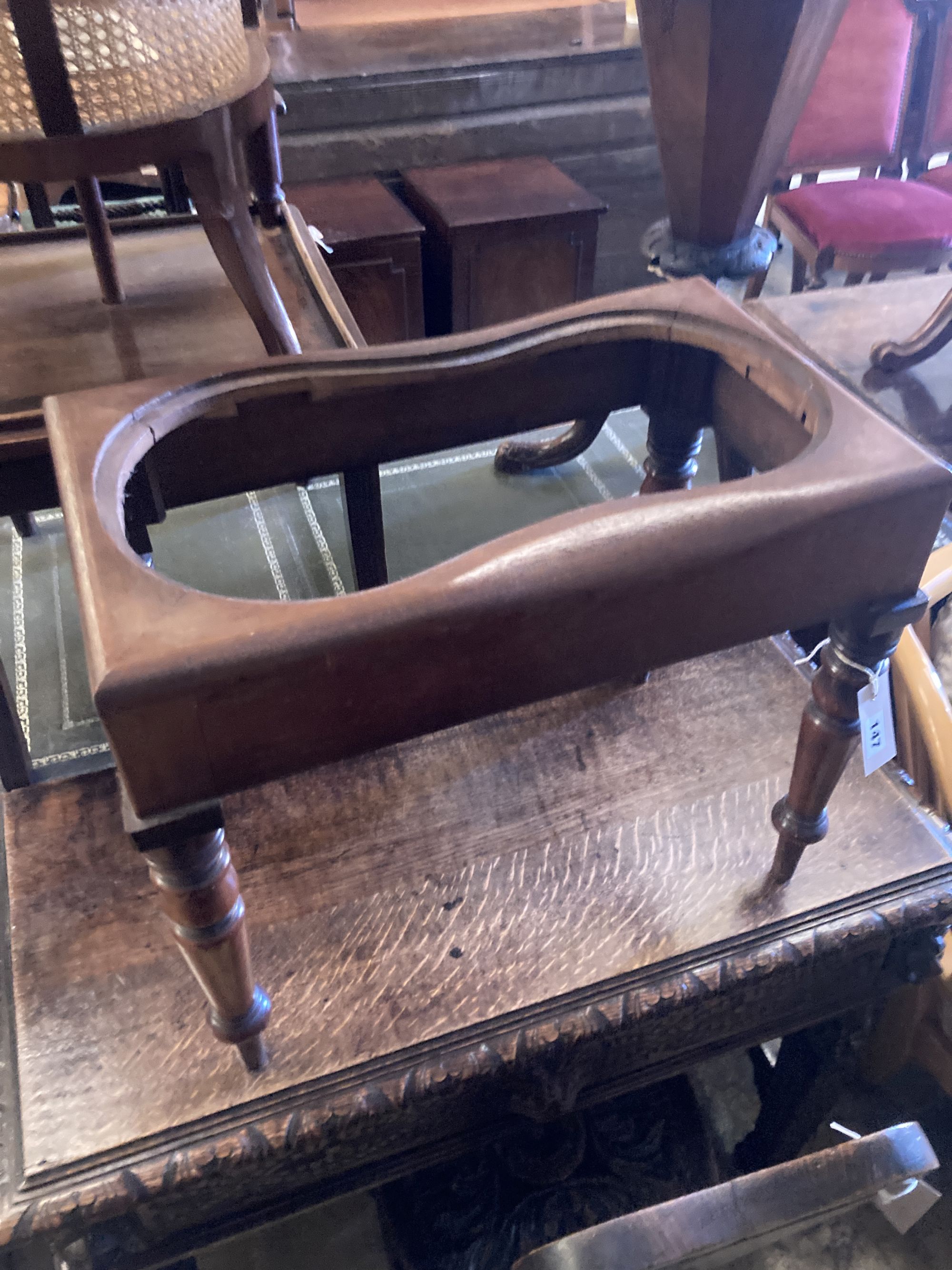 A Victorian mahogany bidet, width 55cm, depth 34cm, height 45cm